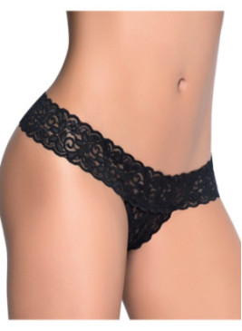 String ouvert brésilien noir en dentelle - MAL99BLK